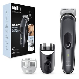 Braun Body Groomer 5, Manscape Tool For Men With SkinShield Technology, Sensitive Comb, Wet & Dry, 100% Waterproof, UK 2 Pin Plug, BG5350, Grey/White
