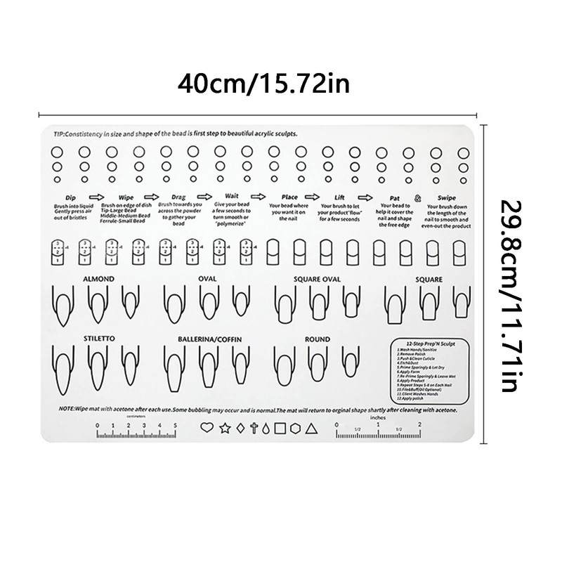 rflaueo 1pc Acrylic Nail Training Mat Manicure Art Practice Mat