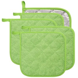 100% Cotton Kitchen Everyday Basic Terry Pot Holder Heat Resistant Coaster Potholder for Cooking and Baking Set of 5 (Multi Color 2, Potholder)