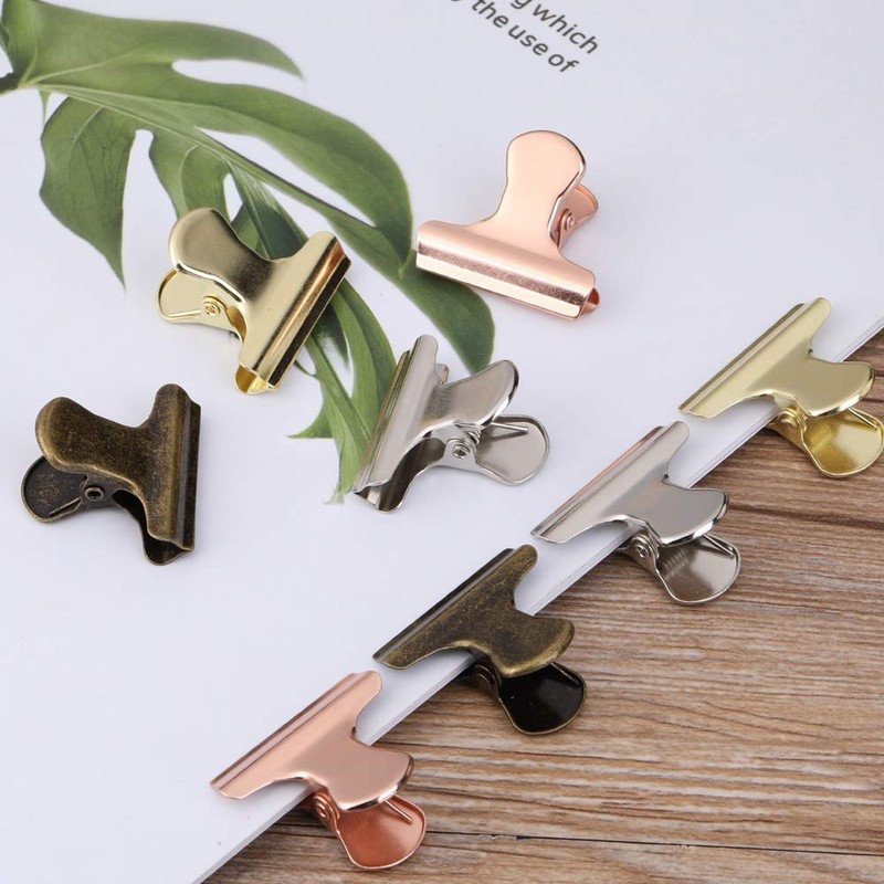 Aelfox 24pcs Double Clip Hinged Clip Metal Book Clip Bag