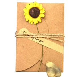 wortek Greeting Card Retro Greeting Card DIY Kraft Paper to Design Yourself 10.5 x 7 cm with Handmade Dried Flower Handmade Jute String for Creative Individual Design and Stickers