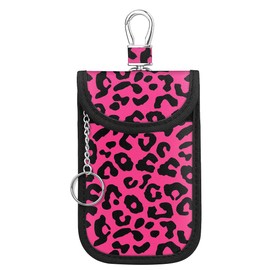 WIRESTER Faraday Bag For Key Fob, Anti-Theft Pouch, Car RFID Signal Blocking Key Fob Protector - Black Hot Pink Leopard
