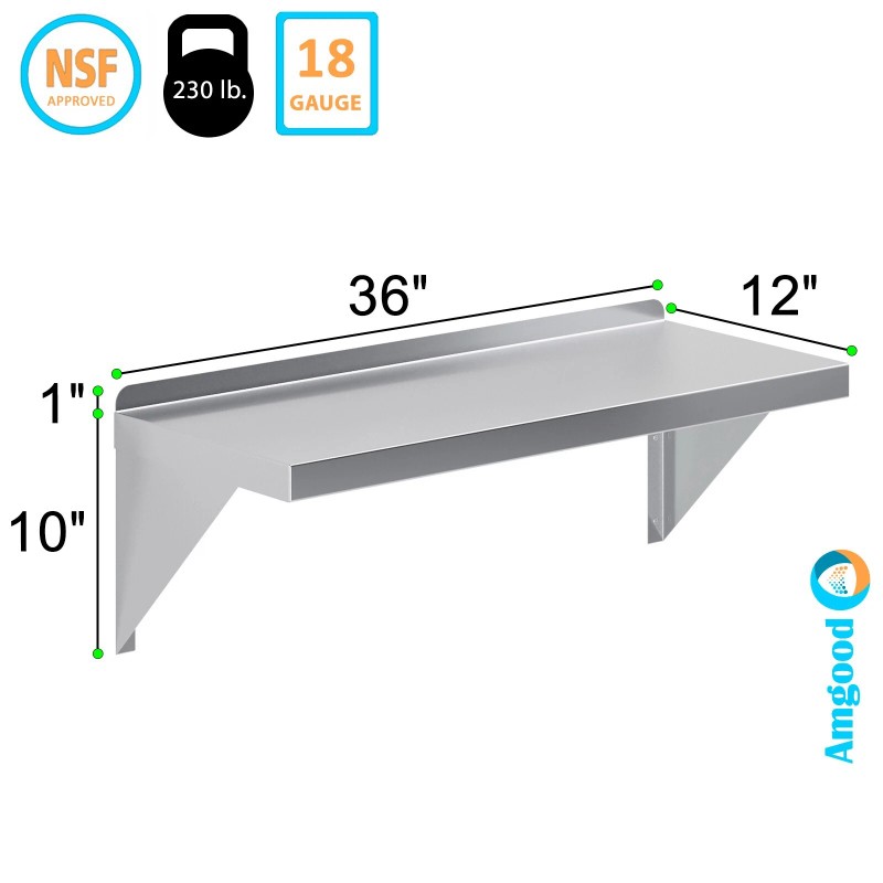AmGood 12" Width x 36" Length | Stainless Steel Wall