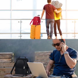 YUYAKESHI Lunch Bag, Bento Bag, Adapter, USB Type, Thermal, Cold Retention, Outdoors, Heating, 2.3 gal (11 L), Work Bag, Double Layer, Built-in Heater (Black)