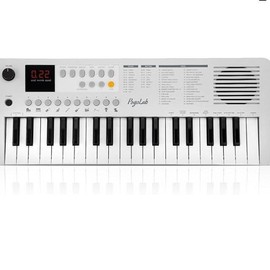 POGOLAB 37 Keys Portable Keyboard Piano, with LED Display and Built-In Speaker, Mini Piano Keyboard with Transpose and Octave Function, Small Digital Music Keyboard Gift for Beginners, Adults, Boy Girl Friend, Child, Music Lover - Color: White