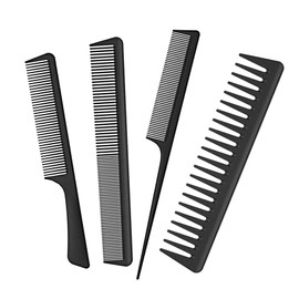 Jaimela Set of 4 Hair Comb Set, Wide Tooth Comb, Normal Tooth Comb and Double Toothed Comb, Antistatic Carbon Comb, Barber Hair Styling Salon Men & Women