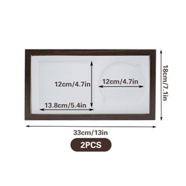 2 PCS CD Music Frame with White EVA Protective Matting, 13'' x 7'' Wooden Disc Display Case Wall Mount & Desktop Use Double Groove Record Album Frame for Music Enthusiast, Dark Walnut Color