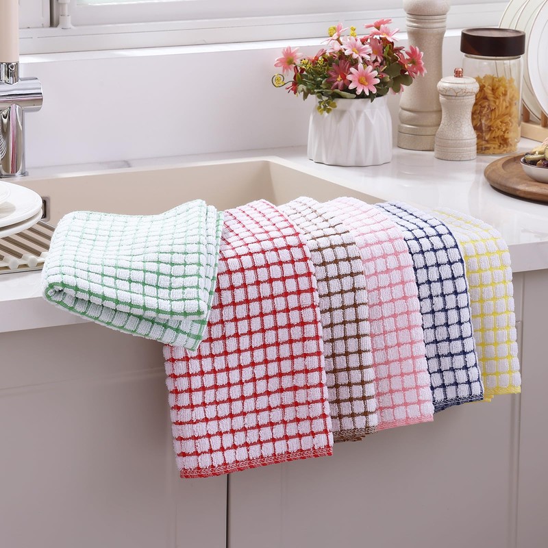 Mordimy Cotton 6 Pack Terry Kitchen Towels, Super Soft and