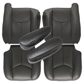 Priprilod 692 or 69i Dark Gray Driver and Passenger Side Bottom and Top Lean Back and Arm Rest Cover Compatible with Chevy Silverado Tahoe Suburban Avalanche GMC Sierra Yukon XL 2003 2004 2005 2006