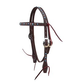 CHALLENGER Horse Western Pony Brown Leather Bridle Headstall w/Turquoise Stones 78RT22BR