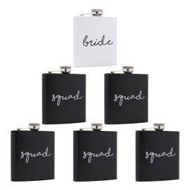Funky Junque Flask Bundle - 1 Bride (White) & 5 Squad (Black) - 6 Pack