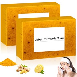 2PCS jabones iluminadores de limón, Barra de ácido Kójico para atenuar las manchas oscuras, Jabón de ácido kójico para eliminar puntos negros en rostr