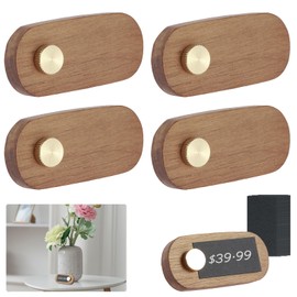 4Pcs Wood Retail Display Price Tag Stands with 40pcs Price Tag Paper, 6.5 x 3 cm Mini Wood Price Tag Holder, Small Price Tag Stands, Tabletop Merchandise Pricing Display Stand for Business Commodity