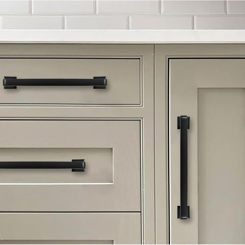 khtumeware 6 Pack Matte Black Cabinet Pulls, 8-3/4 Inch(224mm) Hole