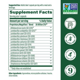 MegaFood MegaFlora Probiotic - Probiotics for Women Digestive Health - Immune Support Supplement - 20 Billion CFU - 14 Strains - Non-GMO - Vegetarian - 90 Mini Capsules (90 Servings)