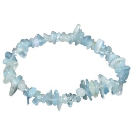 Chip Bracelets on Elastic Drawstring | Gemstone Bracelet for Men and Women | Healing Stone and Stretch Bracelet (Aquamarine), Medium, Gemstone, Aquamarine