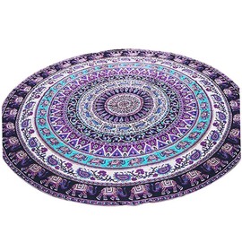 LABRIMP Circle Beach Towel Round Beach Towel Beach Blanket Beach Towel Beach Round Blanket Round Rug Purple Large Beach Towel