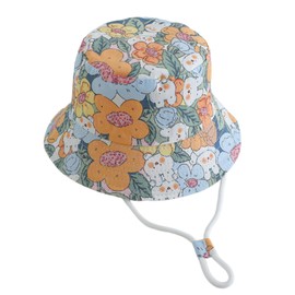 LYZOURBB Baby Girl Boy Bucket Hats, Unisex Kids Wide Brim Foldable Sun Protection Hats with Adjustable Chin Strap UPF 50+ Outdoor Play Hat for Toddler Kids 0-4Years