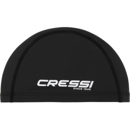 CRESSI Senna Swim Cap PU Coated Black/White - Adult Swimming Cap Made of Soft Fabric with PU Coating, Black/White, One Size
