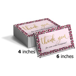 Pro Supply Global (50 Count of Large 4x6 Pink Leopard Thank You Insert Cards Without Envelopes For Your Small Online Business - Displays Customer Appreciation