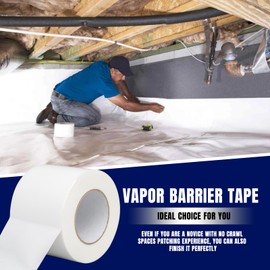 AujfW Vapor Barrier Tape, 4" Wide x 180' Long, 3 Roll, Waterproofing Vapor Barrier Seam Tape for Stucco, Crawl Space, Repair, Plastic Liners, Metal Building Insulation Seams