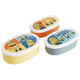 Skater SRS3S Sealing Container, Storage Container, Bento Box, Trinket Box, 3-piece Set, Minions 3, Made in Japan