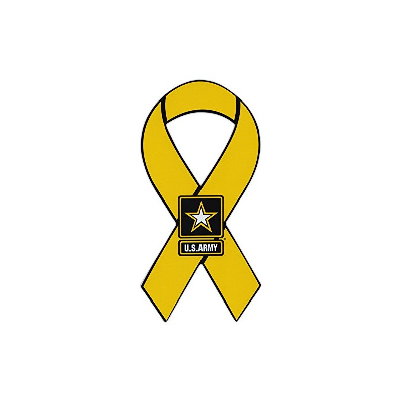 Crazy Sticker Guy Ribbon Shaped Magnet - US Army Yellow