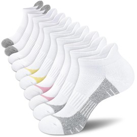 cuangya Performance Ankle Socks Women Heel Tab Athletic Compression Socks Running Hiking Cushioned 5-Pairs