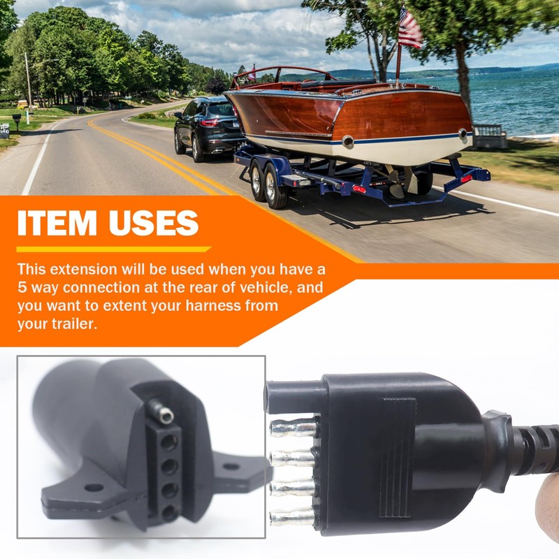 CARROFIX Truck 5 Way Flat Trailer Wiring Connector Flexible Coiled