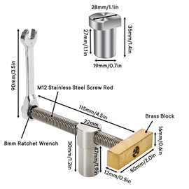 Nicunom 2 Pack Bench Dog Clamp, 3/4" Dog Hole Clamp with 4 Pack Bench Dogs, Adjustable Woodworking Clamps Workbench Stop Stainless Steel Brass