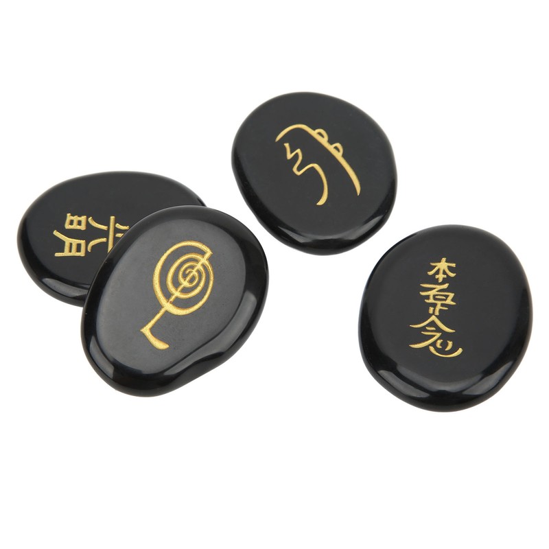 4Pcs Reiki Symbols Stones Smoother Surfaces Engraved Reiki Stones for