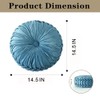 Hig Juego Almohadas Decorativas Redondas Plisadas Terciopelo Azul Polvoriento