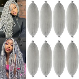 8 Packs Springy Afro Twist Hair 16 inch Pre-Separated Gray Kinky Marley Twist Braiding Hair Crochet for Distressed Faux Locs Spring Twist Hair Extensions