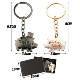 BOFUNX Lucky Charm Key Ring Good Luck Lucky Charm New Year's Eve Clover / Ladybird / Horseshoe / Lucky Pig Car Keyring New Year's Eve New Year Gift, 2 x lucky pig