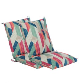 Makimoo Set of 2 Outdoor Dining Chair Cushions, Patio Seating Cushions, 38x18x4.5 inch, for Garden Patio Furniture (Red-Green Geometry)