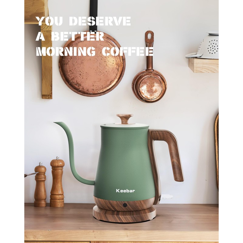 Keebar Gooseneck Electric Kettle, Electric Tea Kettle Stainless Steel, Pour
