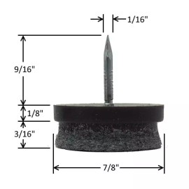 Desunia 7/8" Dia. Nail-On Felt Glides - Espresso