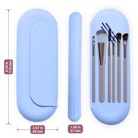 ACCTA Silicone Makeup Brush Holder, Travel Make up Brush Holder, Soft Makeup Case with Magnetic Closure (Blue)