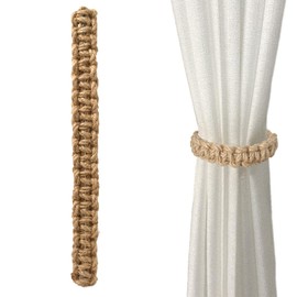 Vesaneae 4 PCS Braided Curtain Tiebacks, Hand Woven Boho Curtains Ties, Handmade Drapes Tieback Holdbacks for Home Office Decor for Indoor Outdoor Drapes (Brown)