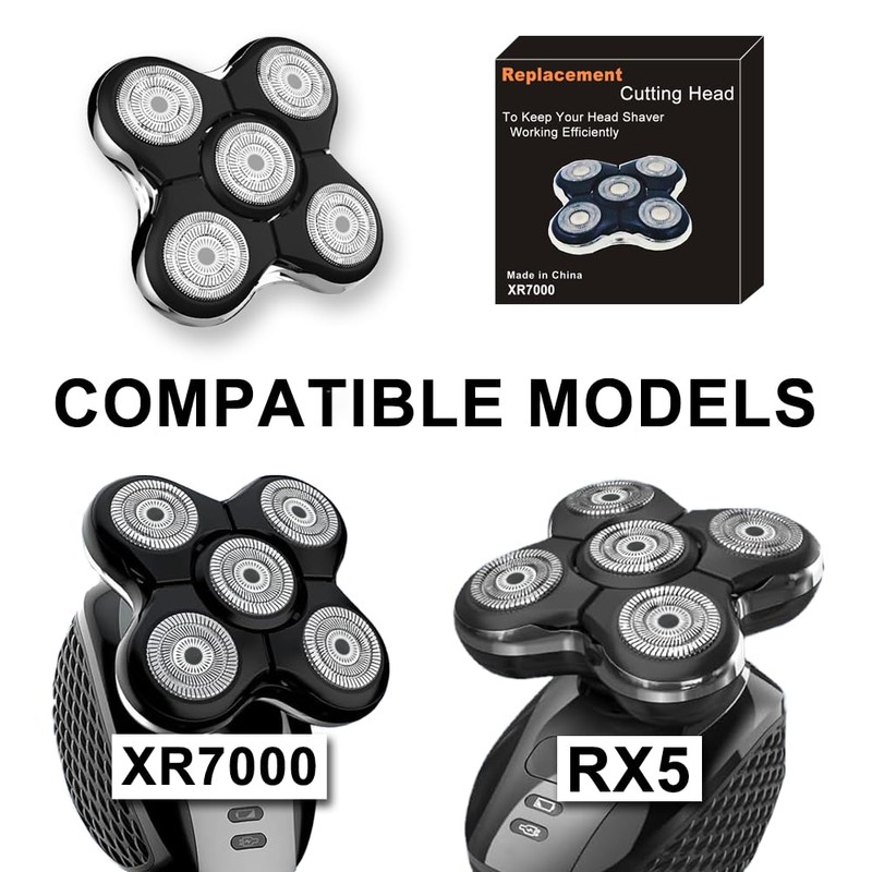 XR7000 Replacement Heads for Re-mington Head Shaver, 5 Rotary Blades