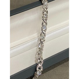 MAGNETIC HEALING BRACELET SILVER CHROME FAUX DIAMOND CRYSTAL 10 MAGNETS - NEW!