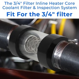 WIKIBB 3/4" Universal Filter Inline Heater Core Coolant Filter and Inspection System Stainless Steel Filter Mesh Matching Fixture