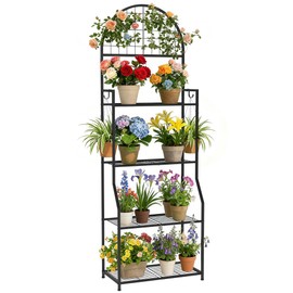 VGMiu 4 Tier Plant Stand Indoor Outdoor, Metal Plant Shelf for Multi Plants
