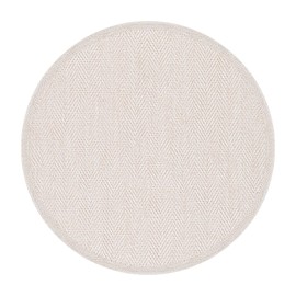 CAMILSON Easy Jute Round Rug 6ft Indoor Outdoor Off-White Color Fiber Area Rugs for Living Room and Patio Rug Herringbone Boho Woven Design Easy-Cleaning Washable Outside Carpet Alfombras (6 Round)
