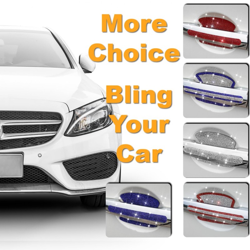 SenseYo 8 Pcs Bling Car Door Handle Protector Stickers Decals