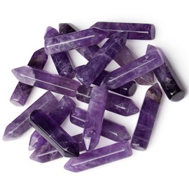 GUJOXILA 10 Pieces Amethyst Gemstone Crystals Sets Healing Crystal Stone Crystal Column Towers Hexagonal Point Rods Meditation Energy Bulk Hexagonal Dots Reiki Palm Stone