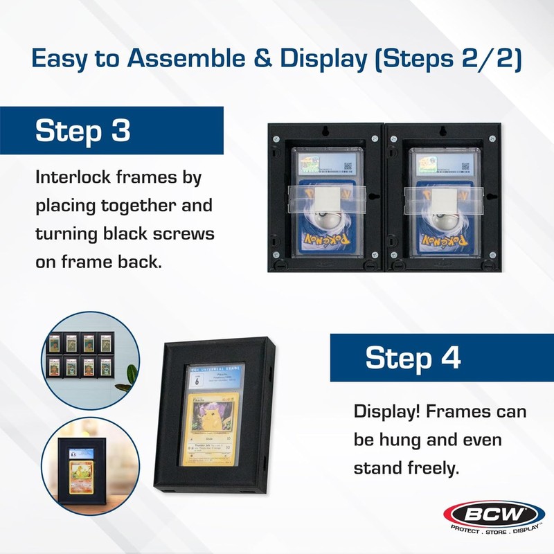 BCW Interlocking Graded Card Frames - Black - Pack of