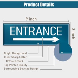 9"x3" Right Arrow Entrance Sign Self-adhesive Door Wall Window Signage for House Home Office Business Gate (Blue)