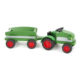 Small Foot 11006 Woodfriends tractor, made of FSC 100% certified wood, trailer and rubber tyres Toys, Multicolored