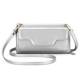 nuoku Crossbody Bags for Women, Wristlet Wallets for Women, Small Clutch Purses for Women, Cell Phone Wallet, Rfid Wallet, 10 - Silver
